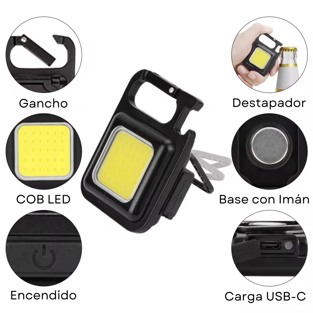 Linterna LED Llavero Gancho Recargable