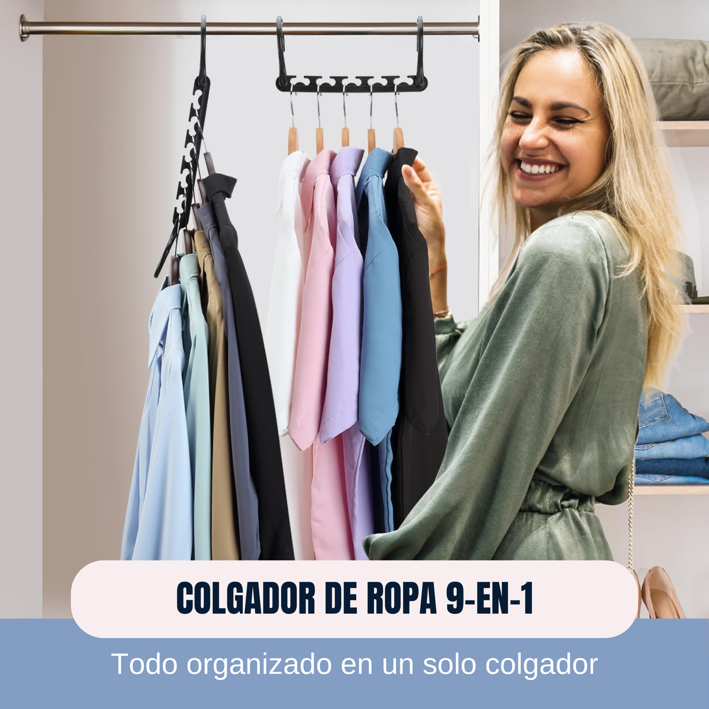 Colgador de Ropa 9 en 1: ¡Más Espacio, Menos Desorden!