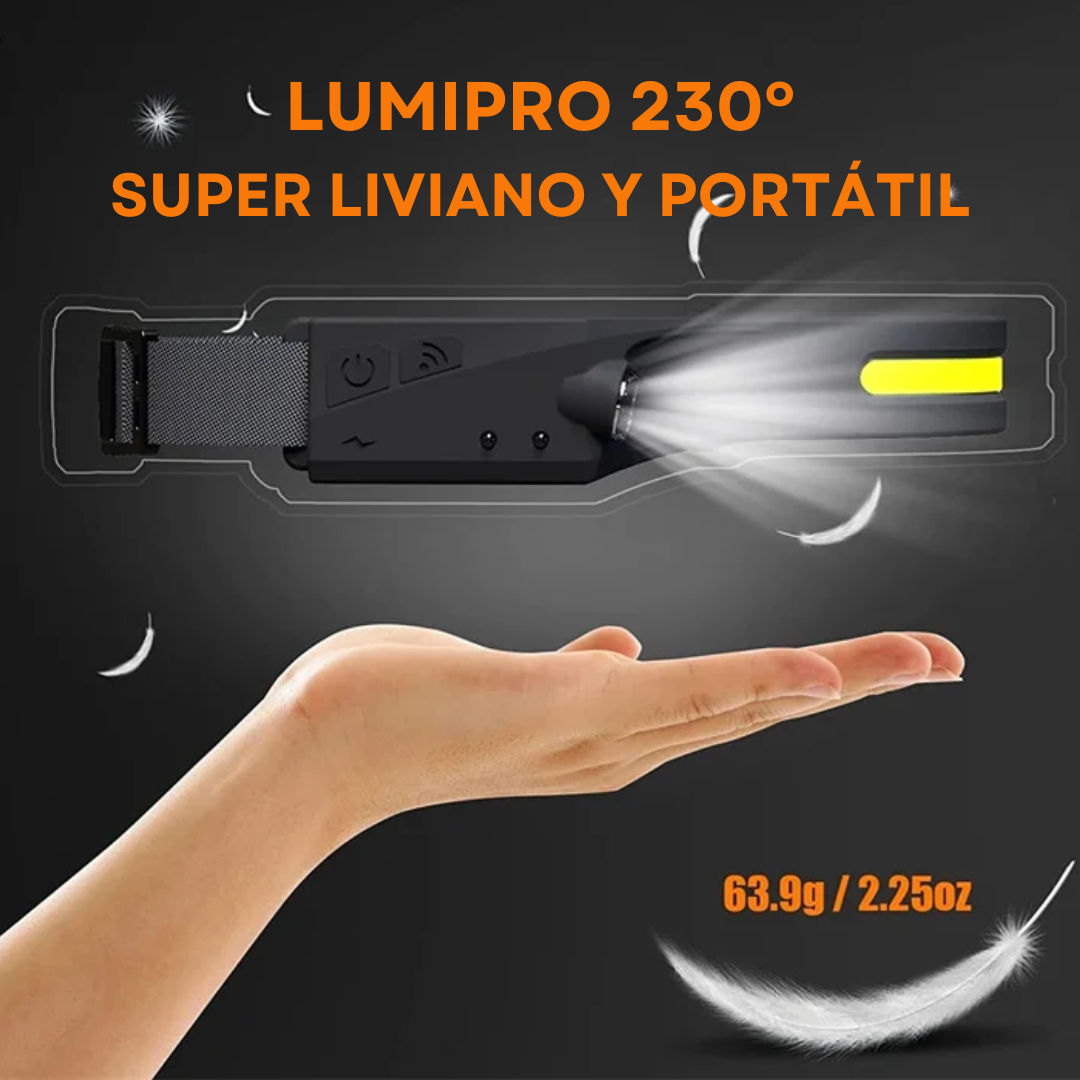 LumiPro 230º: Linterna LED Frontal con Sensor de Movimiento